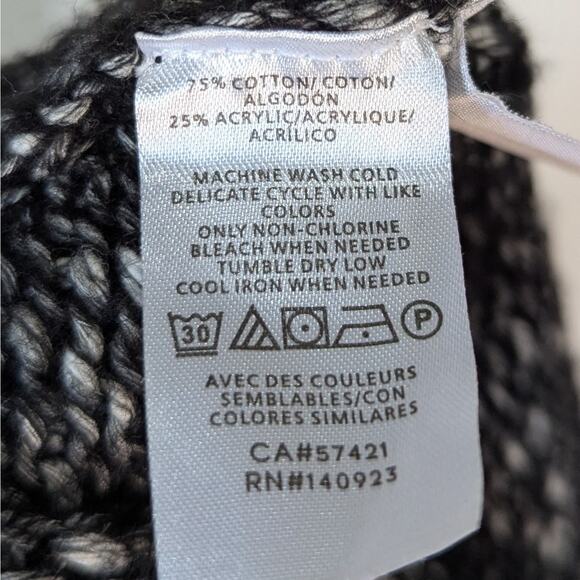 Loft Black & White Knit Crew Neck Oversized Raglan Long Sleeve Sweater Small - Picture 7 of 8